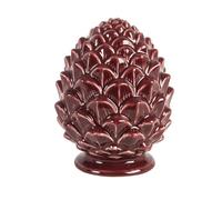 Statuette pomme de pin en porcelaine bordeaux H15 11.5x15x11.5cm Rouge
