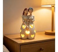 Statuette porte-bougie mère et fille avec LED vacillante, cadeau d'anniversaire pour maman, fête des mères, mère et fille