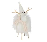 Statuette Renne Déco Bonnet & Foulard 36cm Blanc