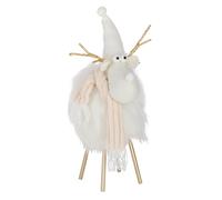 Statuette Renne Déco Bonnet & Foulard 46cm Blanc