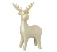 Statuette Renne Pailleté Lunettes 25cm Doré