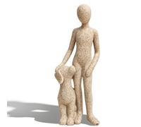 Statuette résine chien et personne, déco salon, cadeau amoureux des chiens | Design artistique abstrait : silhouette épurée représentant la complicité entre un humain et son chien.