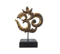 Statuette symbole Ôm (Aum) en bois sculpté | Décoration indienne