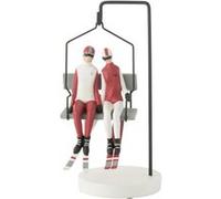 Statuette Télésiège Ski "Couple" 34cm Rouge & Blanc G