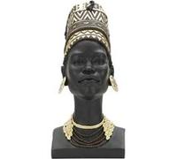 Mauro Ferretti Statuette Tête de Femme Donna Masai Turban Noir 21,5x27,5x45 cm