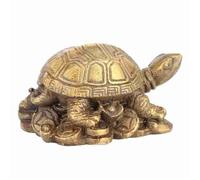 Statuette Tortue Laiton Décoration Feng Shui Chinoise Porte-bonheur avec Pièces au Fond pour Maison Bureau Salon Cadeau