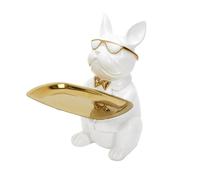 Statuette & Vide-Poche "Bulldog" 21cm Blanc