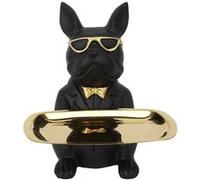 Home Deco Factory - Sculpture décorative Bulldog HD1300 - Vide-poche en polyrésine 21 cm Noir