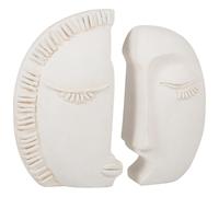 Statuette visage à imbriquer en ciment beige H19 18x18.5x7cm Beige