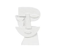 Statuette visage déstructuré en ciment blanc H21 13.5x20.5x4.5cm Blanc