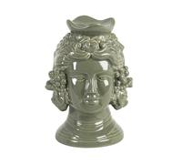 Statuette visage en porcelaine verte H19 14x19.2x12.8cm Vert
