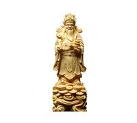Statuette Wen Caishen en buis sculptée à la main avec figurine officielle faite à la main Dieu de la richesse pour décoration de la maison ou cadeau de bureau, idéal pour l'ouverture d'entreprise