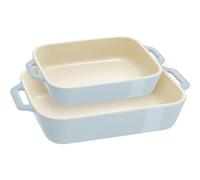 STAUB 1029456 Lot de 2 plats de cuisson rectangulaires en céramique pour gratins en céramique - Bleu pastel macaron