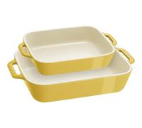 STAUB 1029556 Gratins en céramique Rectangulaire Ensemble de cuisson Cocotte 2 pièces Citron