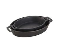 STAUB 40508-632 Plat à four ovale, Céramique, Matte Black, 2-piece