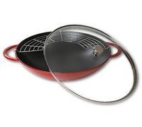 Staub cast iron wok with lid - Red 37 cm