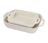 STAUB Ceramique Lot de 2 plats à four rectangulaires en céramique Blanc ivoire (20 x 16 cm et 27 x 20 cm)