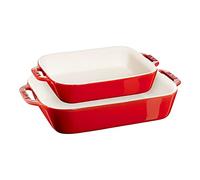 STAUB Ceramique Lot de 2 plats à four rectangulaires en céramique Rouge cerise 2 pièces (20 x 16 cm et 27 x 20 cm)