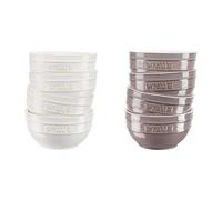 STAUB CERAMIQUE Lot de 8 bols : 4 bols en céramique blanc ivoire 12 cm 400 ml + 4 bols en céramique, Gris antique, 12 cm, 400ml