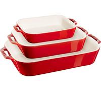 Staub Céramique Set de 3 moules à four rectangulaires cerise-rouge Céramique résistant aux rayures