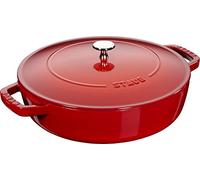 STAUB Chistera braisière en fonte, tous feux dont induction, ronde, 28 cm, 3,7 L, Made in France, rouge cerise
