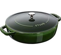 STAUB Chistera braisière en fonte, tous feux dont induction, ronde, 28 cm, 3,7 L, Made in France, vert basilic