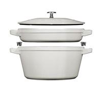 Staub - COCOTTE EMPILABLE ENSEMBLE DE CASSEROLES 2-PCS, FONTE TRUFFE BLANCHE - STAUB