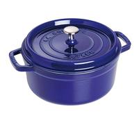 STAUB Cocotte en Fonte Émaillée avec Couvercle, Tous feux dont induction, 2 à 3 personnes, Ronde, 22 cm, 2,60 L, 4,7 kg, Bleu Intense