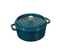 STAUB Cocotte en Fonte Émaillée avec Couvercle, Tous feux dont induction, 2 personnes, Ronde, 20 cm, 2,24 L, 4,2 kg, La Mer
