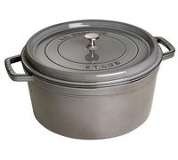 STAUB Cocotte en Fonte Émaillée avec Couvercle, Tous feux dont induction, 8 personnes, Ronde, 34 cm, 12,60 L, 11,2 kg, Gris Graphite