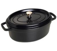 STAUB Cocotte en Fonte Ovale 29 cm, 4,2 L, Noire, Induction | Couvercle à picots avec système d’auto-arrosage, compatible tous feux et four, fabriquée en France