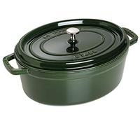 STAUB Cocotte en Fonte Ovale 33 cm, 6,7 L, Basilic, Induction | Couvercle à picots avec système d’auto-arrosage, compatible tous feux et four, fabriquée en France