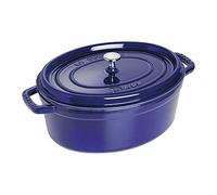 STAUB Cocotte en Fonte Ovale 33 cm, 6,7 L, Induction, Fabriquée en France | Couvercle à picots avec système d’auto-arrosage, Compatible tous feux et four, Bleu Intense