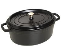 STAUB Cocotte en Fonte Ovale 41 cm, 12 L, Noire, Induction | Couvercle à picots avec système d’auto-arrosage, compatible tous feux et four, fabriquée en France