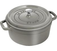 STAUB Cocotte en Fonte Ronde 24 cm, 3,8 L, Gris graphite, Induction | Couvercle à picots avec système d’auto-arrosage, compatible tous feux et four, fabriquée en France