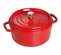 STAUB Cocotte en Fonte Ronde 26 cm, 5,25 L, Cerise, Induction | Couvercle à picots avec système d’auto-arrosage, compatible tous feux et four, fabriquée en France