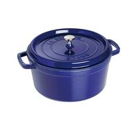 STAUB Cocotte en fonte ronde Staub. trois couches d'émail 6.7 l bleu foncé