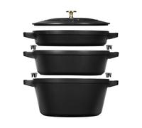 STAUB Ensemble de casseroles et poêles empilables Staub 5 pièces Noir