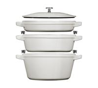 STAUB Ensemble de casseroles et poêles empilables Staub 5 pièces White truffle