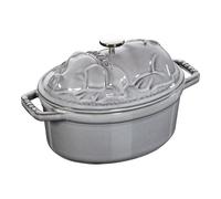 Staub Formes spéciales Cocotte couvercle de cochon 17 cm, Ovale, Gris graphite, Fonte