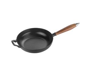 Staub Pans Poêle avec poignée en bois 24 cm, Fonte, Noir mat