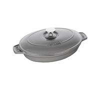 STAUB Plat à gratin Staub fonte avec couvercle ovale 23 cm Gris graphite