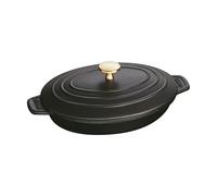 STAUB Plat à gratin Staub fonte avec couvercle ovale 23 cm Noir
