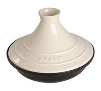 Staub Plat à tajine en fonte 20 cm – Couvercle céramique, 0,6 l – Crème