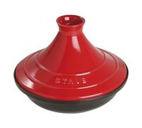 Tajine en fonte O 28 cm noir avec couvercle de marmite cerise Staub