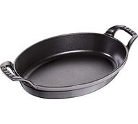 STAUB Plat Empilable en Fonte, Ovale, Ø 24 cm, 1 L, Gris Graphite