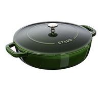 STAUB Chistera braisière en fonte, tous feux dont induction, ronde, 28 cm, 3,7 L, Made in France, vert basilic