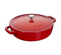 STAUB Chistera braisière en fonte, tous feux dont induction, ronde, 28 cm, 3,7 L, Made in France, rouge cerise