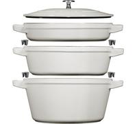Staub Set de casseroles, 3 pcs | rond | fonte | truffe blanche
