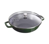 Staub Spécialités 30 cm, Wok avec couvercle en verre, Basilic